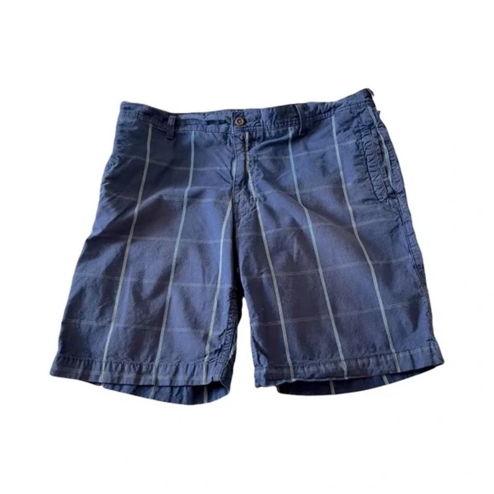 The North Face | Blue Windowpane Plaid Flat Front Cotton Cargo Shorts, Size 38